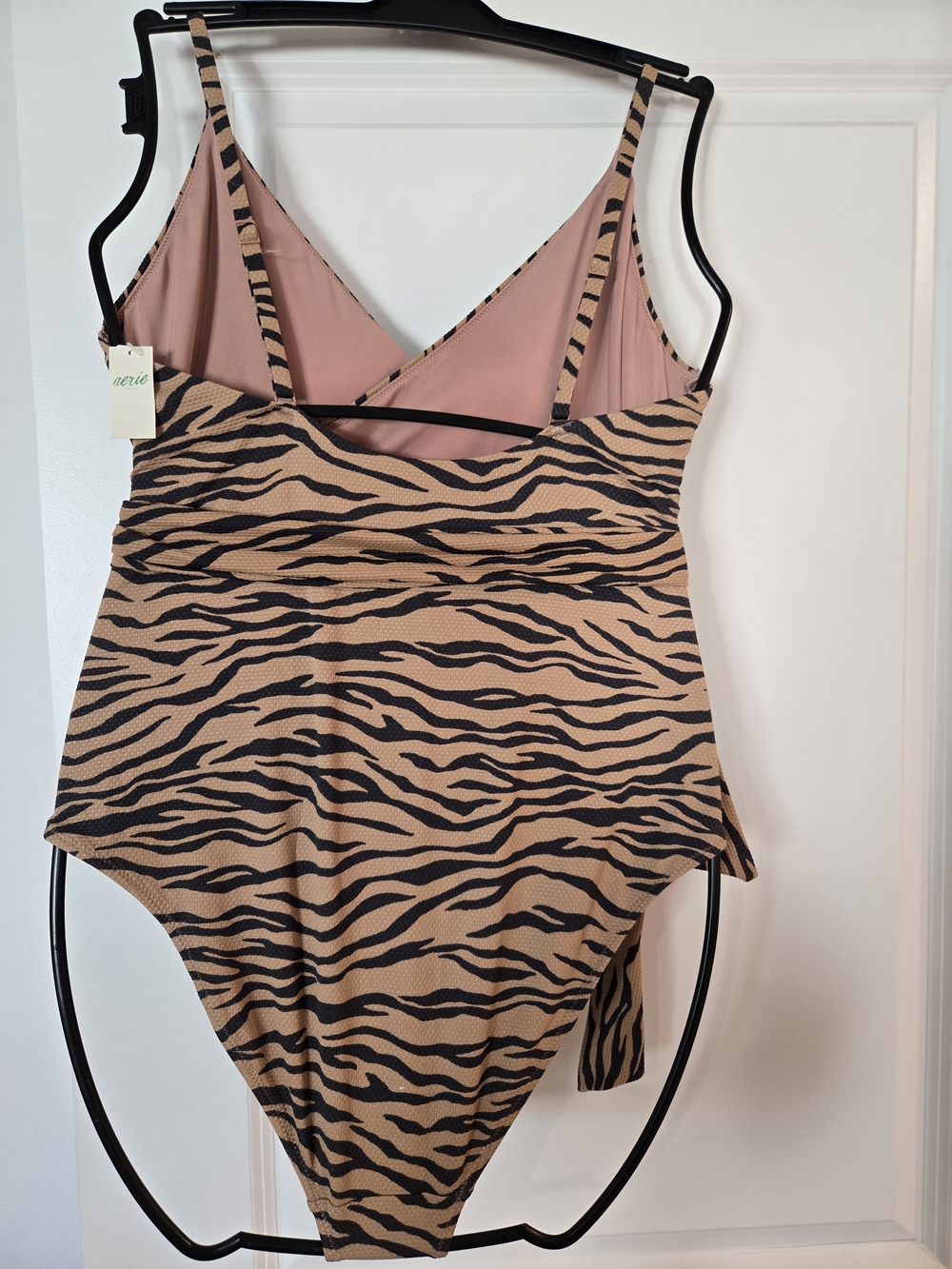 aerie Tan and Black Tiger-Stripe One-Piece Swimsuit - Picture 2 of 3